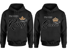 Cargar imagen en el visor de la galería, King Queen hoodie, Matching couple hoodies, Black pullover hoodies. Couple jogger pants and hoodies set.
