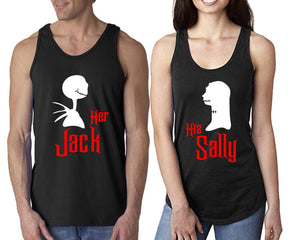 Her Jack His Sally  matching couple tank tops. Couple shirts, Black tank top for men, tank top for women. Cute shirts.