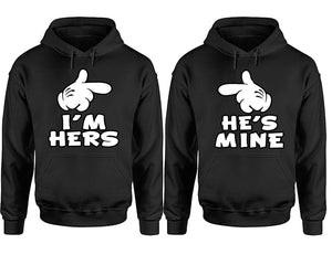 I'm Hers He's Mine hoodie, Matching couple hoodies, Black pullover hoodies. Couple jogger pants and hoodies set.