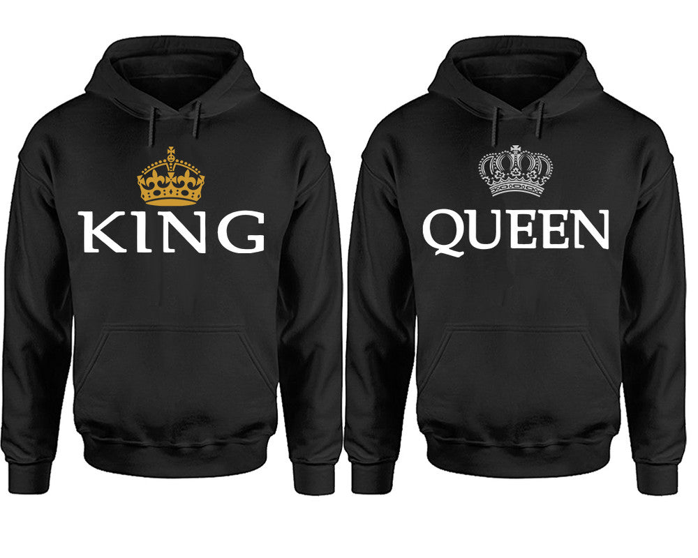King Queen hoodie, Matching couple hoodies, Black pullover hoodies. Couple jogger pants and hoodies set.