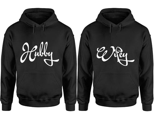 Hubby and Wifey hoodies, Matching couple hoodies, Black pullover hoodies