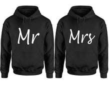 Cargar imagen en el visor de la galería, Mr and Mrs hoodies, Matching couple hoodies, Black pullover hoodies
