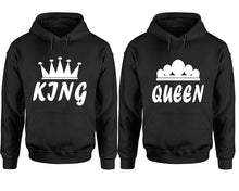 Load image into Gallery viewer, King and Queen hoodies, Matching couple hoodies, Black pullover hoodies
