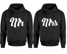 Cargar imagen en el visor de la galería, Mr and Mrs hoodies, Matching couple hoodies, Black pullover hoodies
