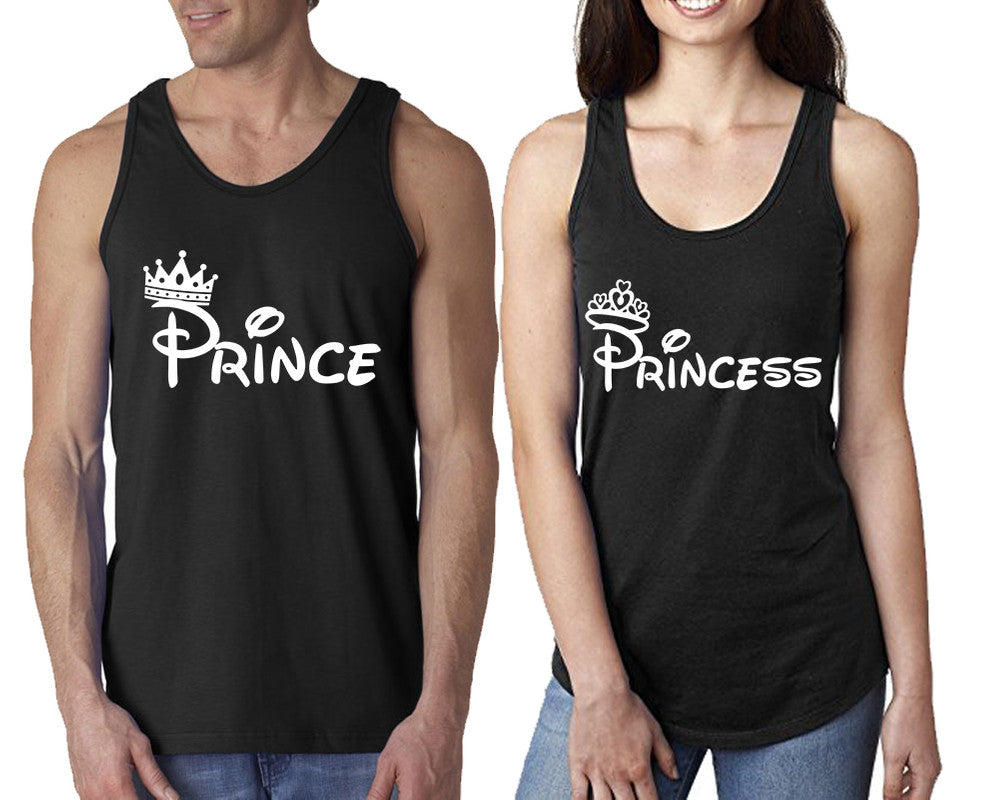 Prince Princess  matching couple tank tops. Couple shirts, Black tank top for men, tank top for women. Cute shirts.