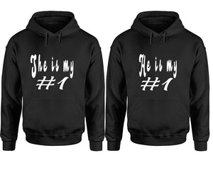 She's My Number 1 and He's My Number 1 hoodies, Matching couple hoodies, Black pullover hoodies