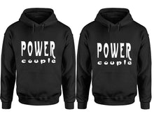 Cargar imagen en el visor de la galería, Power Couple hoodies, Matching couple hoodies, Black pullover hoodies
