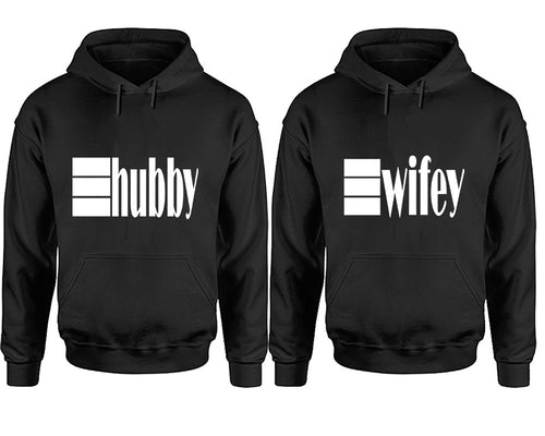 Hubby and Wifey hoodies, Matching couple hoodies, Black pullover hoodies