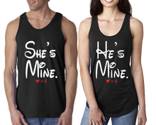 將圖片載入圖庫檢視器 She&#39;s Mine He&#39;s Mine  matching couple tank tops. Couple shirts, Black tank top for men, tank top for women. Cute shirts.
