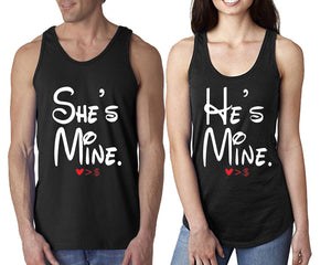 She's Mine He's Mine  matching couple tank tops. Couple shirts, Black tank top for men, tank top for women. Cute shirts.