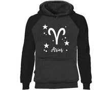 Load image into Gallery viewer, Aries Zodiac Sign hoodie. Black Charcoal Hoodie, hoodies for men, unisex hoodies
