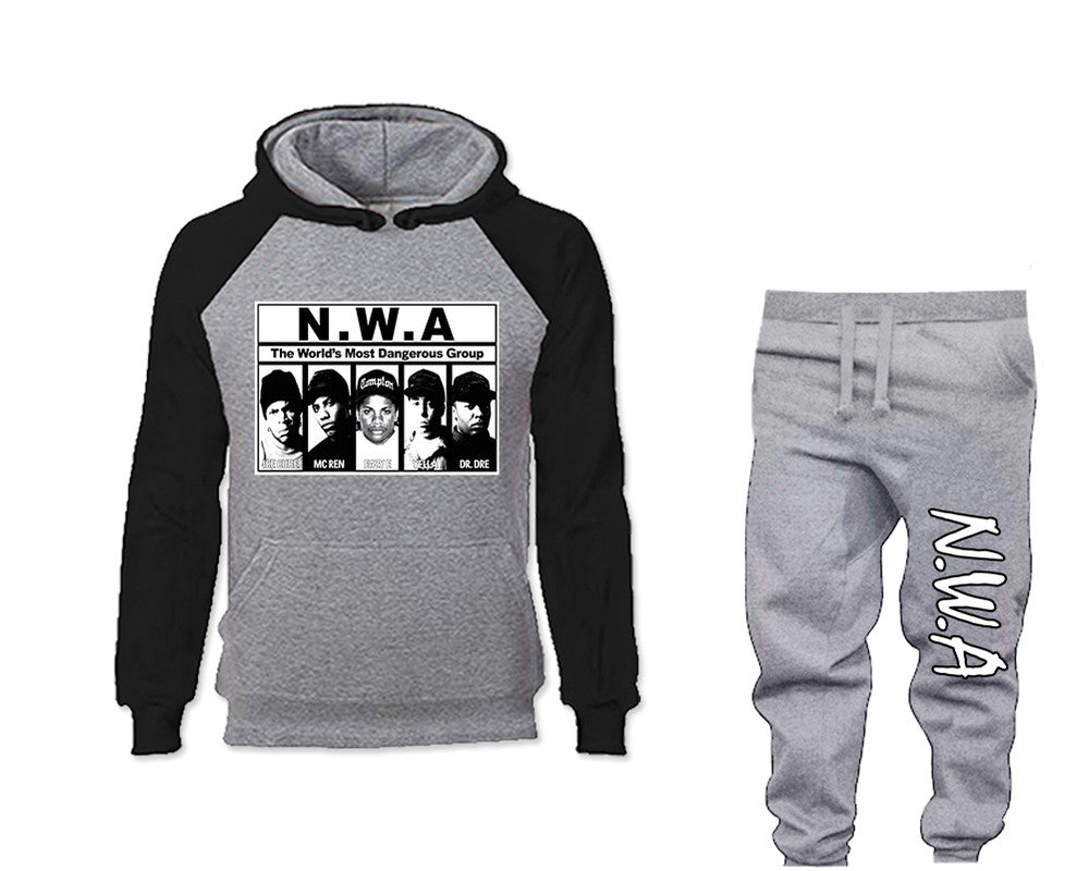 NWA outfits bottom and top, Black Grey hoodies for men, Black Grey mens joggers. Hoodie and jogger pants for mens