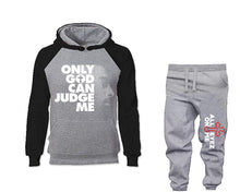 Load image into Gallery viewer, Only God Can Judge Me outfits bottom and top, Black Grey hoodies for men, Black Grey mens joggers. Hoodie and jogger pants for mens
