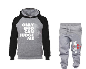 Only God Can Judge Me outfits bottom and top, Black Grey hoodies for men, Black Grey mens joggers. Hoodie and jogger pants for mens