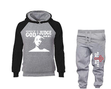 Görseli Galeri görüntüleyiciye yükleyin, Only God Can Judge Me outfits bottom and top, Black Grey hoodies for men, Black Grey mens joggers. Hoodie and jogger pants for mens
