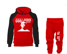 Cargar imagen en el visor de la galería, Only God Can Judge Me outfits bottom and top, Black Red hoodies for men, Black Red mens joggers. Hoodie and jogger pants for mens
