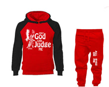Charger l&#39;image dans la galerie, Only God Can Judge Me outfits bottom and top, Black Red hoodies for men, Black Red mens joggers. Hoodie and jogger pants for mens
