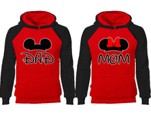 將圖片載入圖庫檢視器 Dad Mom couple hoodies, raglan hoodie. Black Red hoodie mens, Black Red red hoodie womens. 
