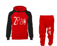 Cargar imagen en el visor de la galería, Rap Hip-Hop R&amp;B outfits bottom and top, Black Red hoodies for men, Black Red mens joggers. Hoodie and jogger pants for mens
