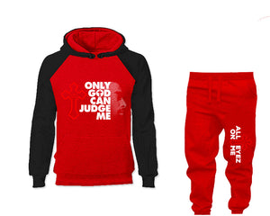 Only God Can Judge Me outfits bottom and top, Black Red hoodies for men, Black Red mens joggers. Hoodie and jogger pants for mens