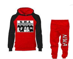 NWA outfits bottom and top, Black Red hoodies for men, Black Red mens joggers. Hoodie and jogger pants for mens