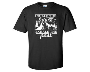 Inhale The Future Exhale The Past custom t shirts, graphic tees. Black t shirts for men. Black t shirt for mens, tee shirts.