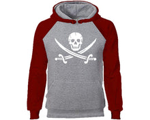 將圖片載入圖庫檢視器 Jolly Roger designer hoodies. Burgundy Grey Hoodie, hoodies for men, unisex hoodies
