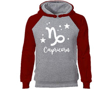Cargar imagen en el visor de la galería, Capricorn Zodiac Sign hoodie. Burgundy Grey Hoodie, hoodies for men, unisex hoodies
