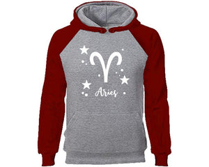 Aries Zodiac Sign hoodie. Burgundy Grey Hoodie, hoodies for men, unisex hoodies