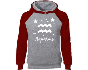 Aquarius Zodiac Sign hoodie. Burgundy Grey Hoodie, hoodies for men, unisex hoodies