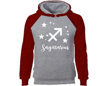 Load image into Gallery viewer, Sagittarius Zodiac Sign hoodie. Burgundy Grey Hoodie, hoodies for men, unisex hoodies
