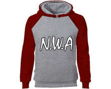 將圖片載入圖庫檢視器 NWA designer hoodies. Burgundy Grey Hoodie, hoodies for men, unisex hoodies
