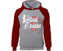 Load image into Gallery viewer, Only God Can Judge Me designer hoodies. Burgundy Grey Hoodie, hoodies for men, unisex hoodies
