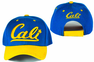 Cali designer baseball hats, embroidered baseball caps, Blue Yellow baseball cap