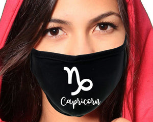 Capricorn  Zodiac Sign face mask with White color design. Washable, reusable face mask.