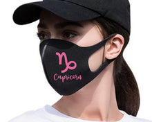 Load image into Gallery viewer, Capricorn Silk Cotton face mask with Pink color design. Washable, reusable face mask.
