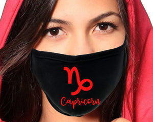 Capricorn  Zodiac Sign face mask with Red color design. Washable, reusable face mask.