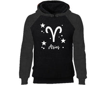 Load image into Gallery viewer, Aries Zodiac Sign hoodie. Charcoal Black Hoodie, hoodies for men, unisex hoodies
