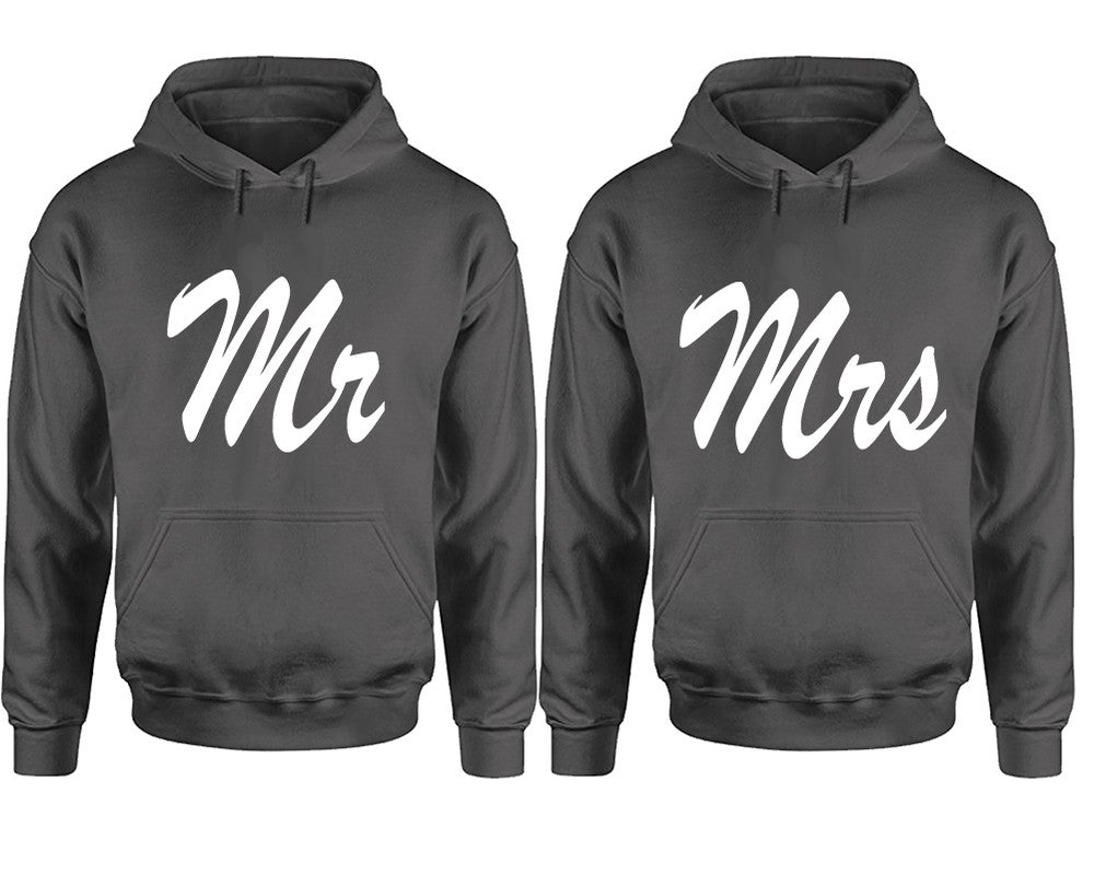 Mr and Mrs hoodies, Matching couple hoodies, Charcoal pullover hoodies