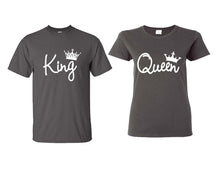 Charger l&#39;image dans la galerie, King Queen matching couple shirts.Couple shirts, Charcoal t shirts for men, t shirts for women. Couple matching shirts.
