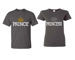 Prince Princess matching couple shirts.Couple shirts, Charcoal t shirts for men, t shirts for women. Couple matching shirts.