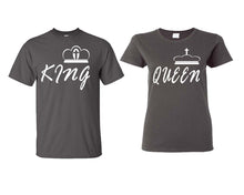 Load image into Gallery viewer, King and Queen matching couple shirts.Couple shirts, Charcoal t shirts for men, t shirts for women. Couple matching shirts.
