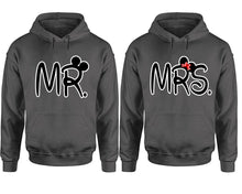Cargar imagen en el visor de la galería, Mr Mrs hoodie, Matching couple hoodies, Charcoal pullover hoodies. Couple jogger pants and hoodies set.
