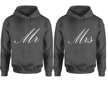 Load image into Gallery viewer, Mr and Mrs hoodies, Matching couple hoodies, Charcoal pullover hoodies
