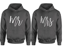 將圖片載入圖庫檢視器 Mr and Mrs hoodies, Matching couple hoodies, Charcoal pullover hoodies
