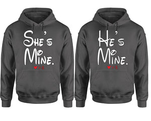 She's Mine He's Mine hoodie, Matching couple hoodies, Charcoal pullover hoodies. Couple jogger pants and hoodies set.