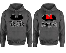 Load image into Gallery viewer, Dad Mom hoodie, Matching couple hoodies, Charcoal pullover hoodies. Couple jogger pants and hoodies set.
