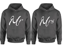 Load image into Gallery viewer, Mr and Mrs hoodies, Matching couple hoodies, Charcoal pullover hoodies
