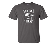 將圖片載入圖庫檢視器 Think Outside The Box custom t shirts, graphic tees. Charcoal t shirts for men. Charcoal t shirt for mens, tee shirts.
