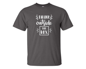 Think Outside The Box custom t shirts, graphic tees. Charcoal t shirts for men. Charcoal t shirt for mens, tee shirts.
